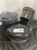 Granite Ware Speckled Roaster & Pans (Lot of 3)