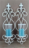 Distressed White Candle Wall Sconces