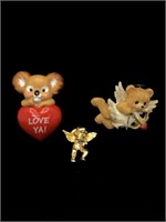 Three Adorable Love and Cupid Pins