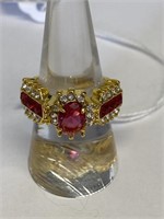 Ring size 7 w/ rubies gold overlay .925
