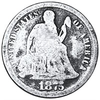 1875-CC Seated Liberty Dime NICELY CIRCULATED