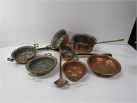 Eight Piece Copper Pot and Pan Set