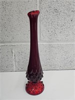 9" h Fenton Amberina Vase? Unmarked
