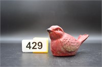vintage cast iron 3" red bird