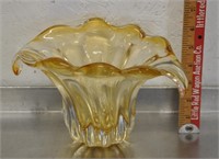 Vintage amber glass fluted bowl