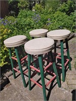 4 Fabric Covered Bar Stools / Good Condition