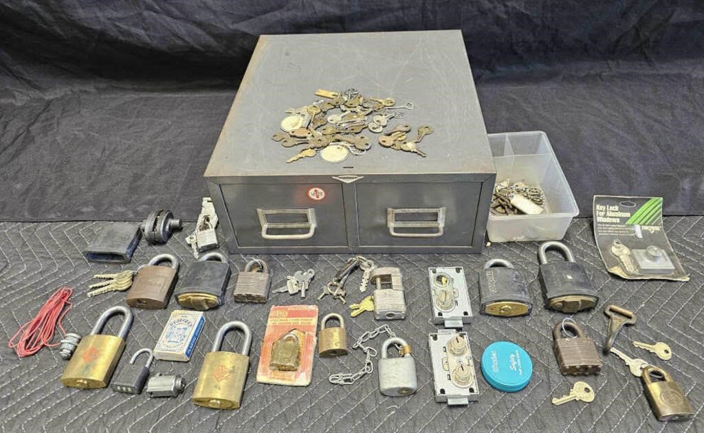 Group of antique and vintage locks and keys &
