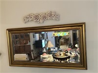 Gold Framed Mirror and Ceramic Rose Décor - 46" x