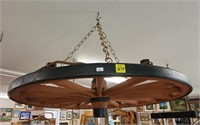 Wood & Iron Wagon Wheel Hanging Light