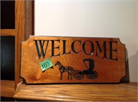 Wood Amish welcome sign