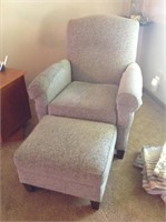 Gray chair and matching ottoman