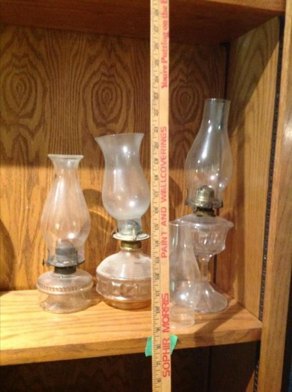 Three vintage oil lamps