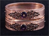 A pair of heavy gold-plate Victorian bangle