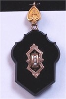 A mourning pendant, 2 3/4" long with