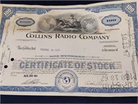 Collins Radio Company Stock Certificate