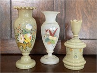 Three pcs Antique Hand-painted Glass