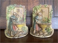 Vintage Cast Iron Rebecca At The Well Bookends