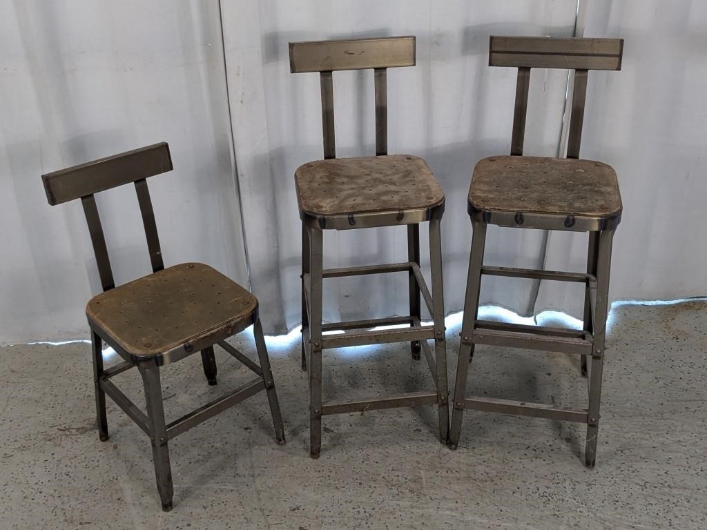 (3) Metal and Wood Chairs