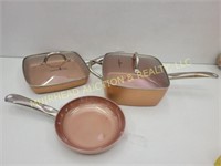 COPPER CHEF PAN, SKILLETS WITH LIDS