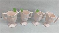 (4) Vintage Jeanette shell pink milk glass