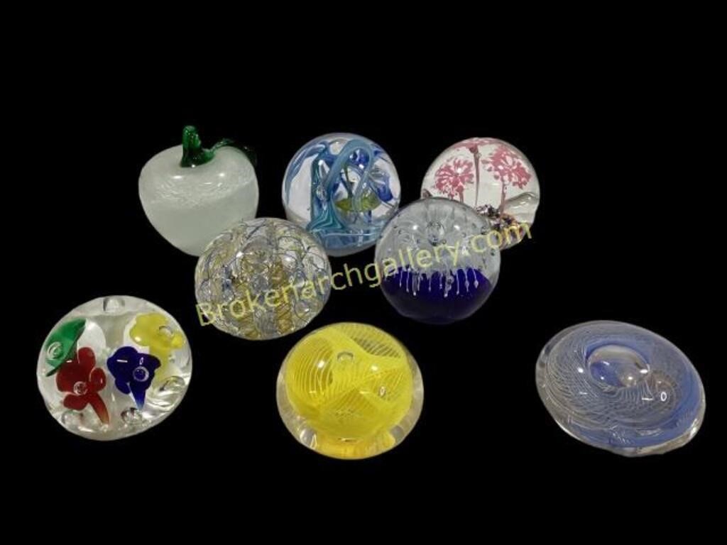 Collection of 8 Art Glass Paperweights