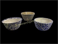 Three Pottery Spatterware Bowls