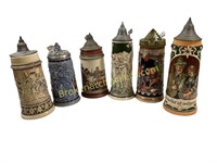 Six German and Collector Beer Steins