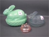 Lot of Three Covered Rabbit Items
