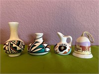 4 Mini Native American Pottery Pieces