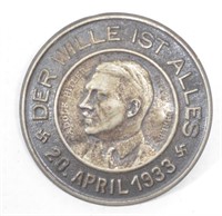 1933 “Der Wille Ist Alles” Hitler Pin