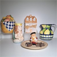 Jay Willfred, Pottery Cookie Jar & Pitcher