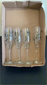 Champagne Glasses (4) 8 3/4 in. Etched
