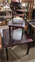 Child’s table with one chair, has mahogany