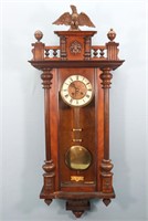 Continental Carved Walnut Regulator Wall Clock