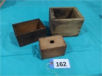 2 Wood Boxes, Butter Mold Top