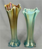 Pair of N's Four Pillars vases - aqua opal