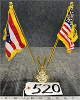 Desk Top Flag Holder Ohio Flag & American Flag