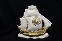 MCM Ceramic Gold & Cream Sailing Ship Nightlight