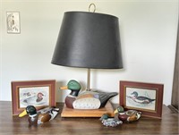 Duck Lot with Lamp, Framed Art and Wood Ducks