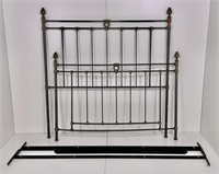 Queen size iron bed, curved foot, rod and cast
