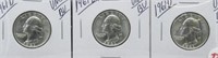 (3) 1961-D UNC/BU Washington Silver Quarters.