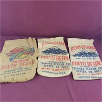 3 Burlap Pinto bean Bags