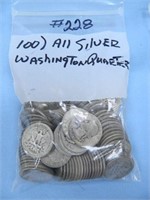 (100) All Silver Washington Quarters