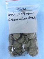 (200) Jefferson Silver War Nickels