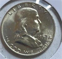 1957D Franklin Half Dollars