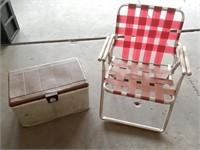 Vintage Cooler And Outdoor  Folding Chair