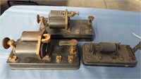 3 antique telegraph relay sounder