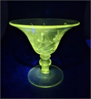 Manganese Glass Compote UV Reactive Uranium etc