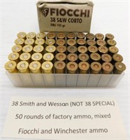 (50) Rounds of mixed Winchester Fiocchi 38 S&W