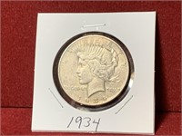 1934 UNITED STATES SILVER PEACE DOLLAR